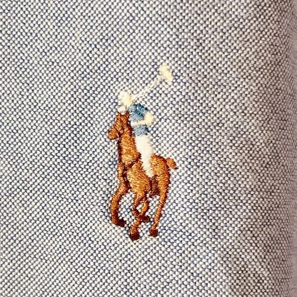 Ralph Lauren Yarmouth Button Down Shirt 16 / 35 Light Blue Oxford Cotton - Picture 5 of 7